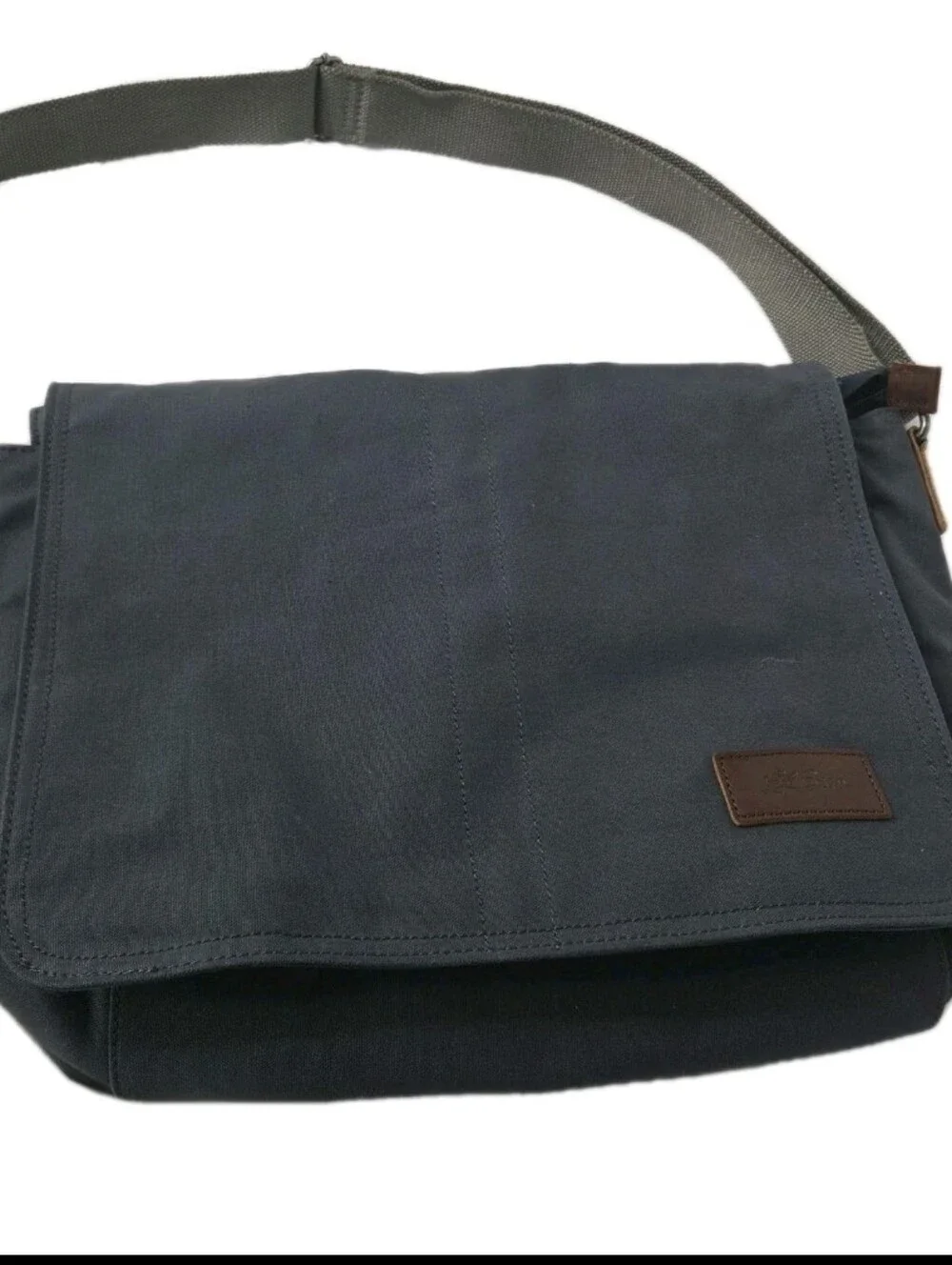 LL Bean Gray Canvas Messenger Bag with Adjustable Strap